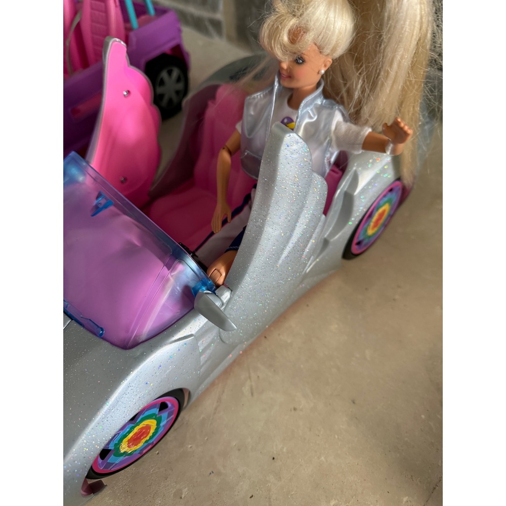 Barbie Mattel Purple Jeep and Silver Extra Glitter Convertible Car with Doll - Picture 7 of 7